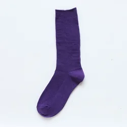 Chaozhu: Premium High School Style Loose Knit Cotton Long Socks - 35-43 (Purple)