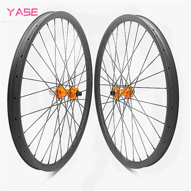 YASE 29er mtb дисковые Углеродные колеса 30x22 мм ассиметричные бескамерные велосипедные колеса Hope pro 4 100x15 142x12 Углеродные колеса pillar1423