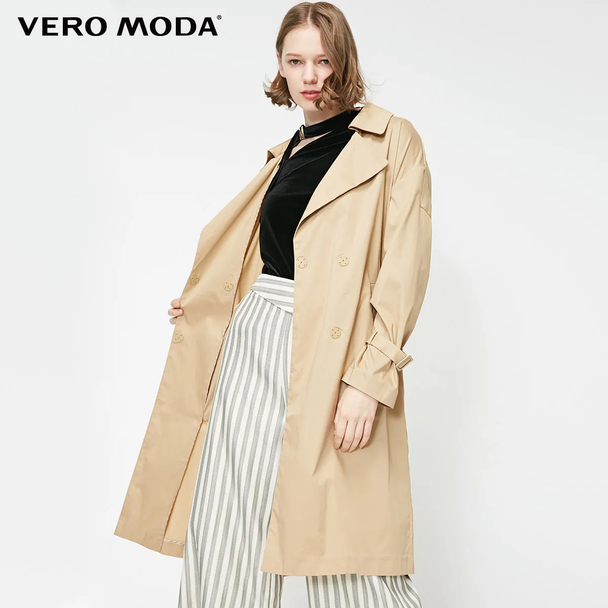 Sand Vero Moda Женский Тренч со шнуровкой на талии | 319121538 - Цвет: Sand