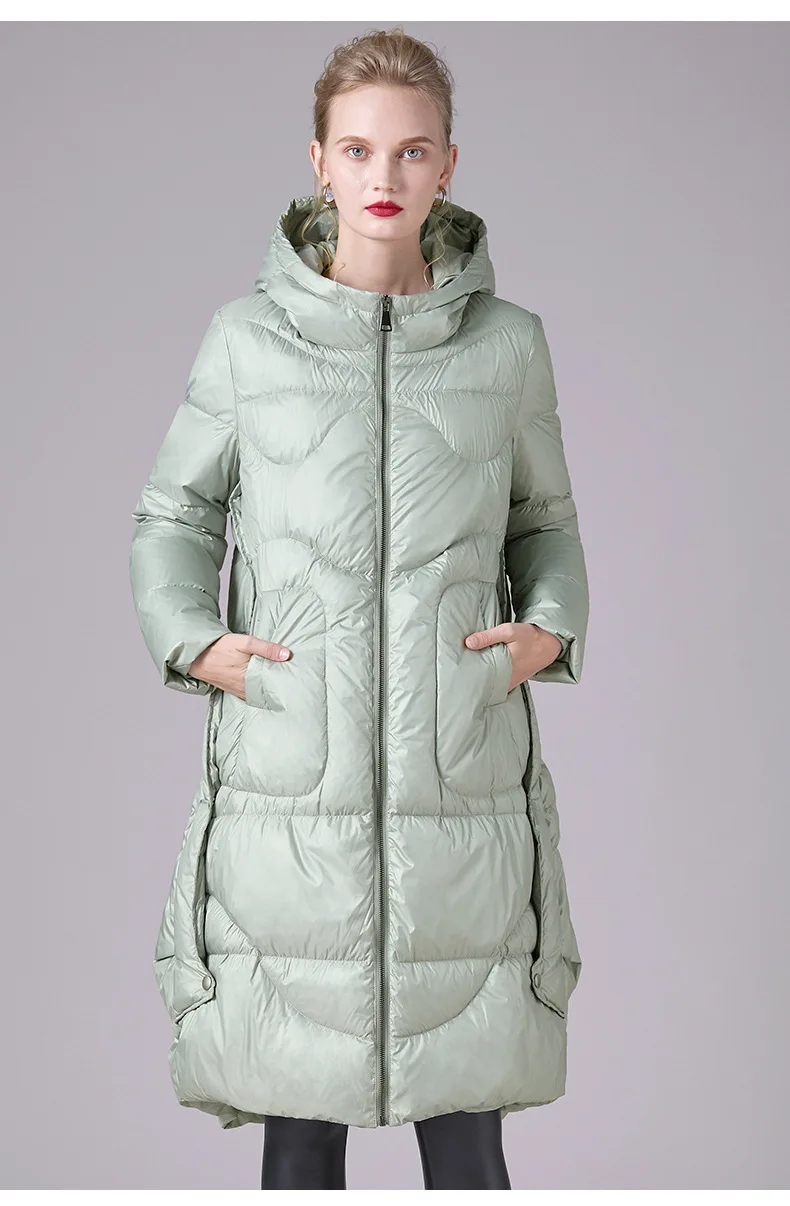 women's new down jacket women's thin and slim temperament 90 white duck down Korean hooded women's down jacket