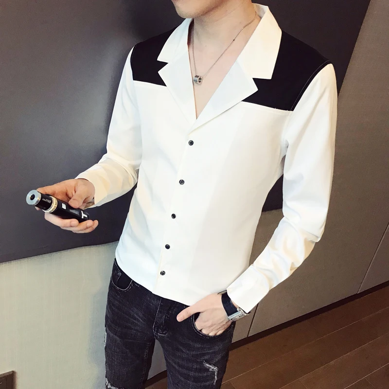 Мужская рубашка Kemeja Pria Camisa Masculina, Корейская мужская одежда, осенняя Роскошная Клубная рубашка с длинными рукавами