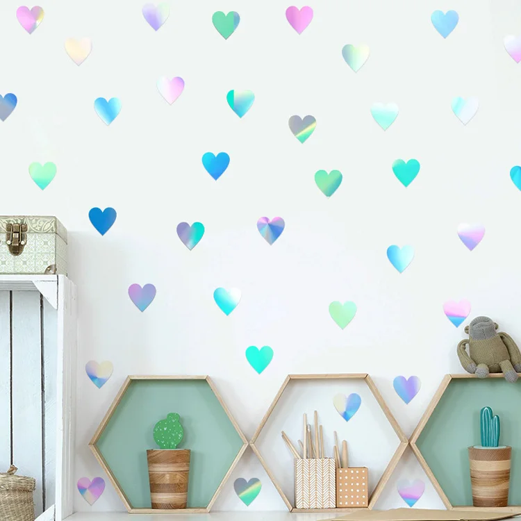 Bunte Kopfsteinpflaster-Wandaufkleber in Herzform für Kinderzimmer, Schlafzimmer, Heimdekoration, Glasfenster, Tapeten, DIY-Kombinationsaufkleber – Detail 5