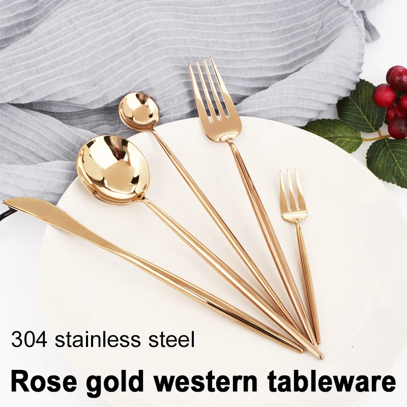 

Rose Gold Tableware Stainless Steel Tableware Hotels Homes Premium 304 Cutlery Set Cutlery Bars Qutlity Durable Parties