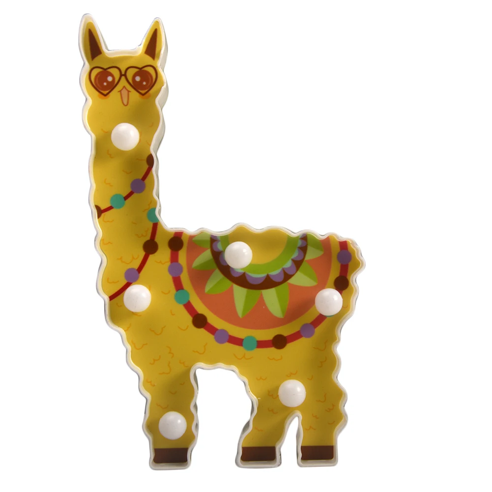 6 leds Night Lamp Hanging Desktop Battery Powered Cute Light Gift Bedside Path Alpaca Shape Decorative dragon animal style - Цвет: Alpaca D