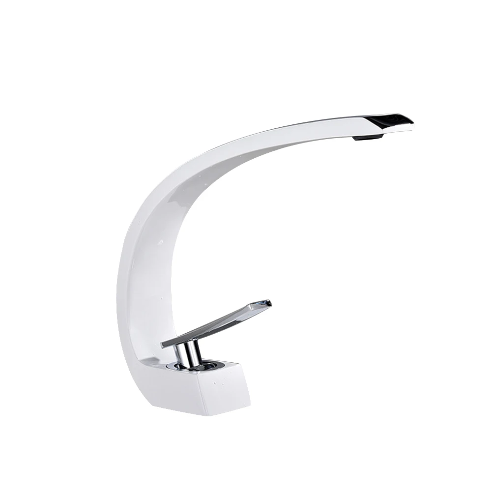 

Nozzle Washroom Hot Cold Water Modern Spout Single Handle Bathroom Basin Deck Mounted Crane Mixer Tap Home Sink Faucet Brass