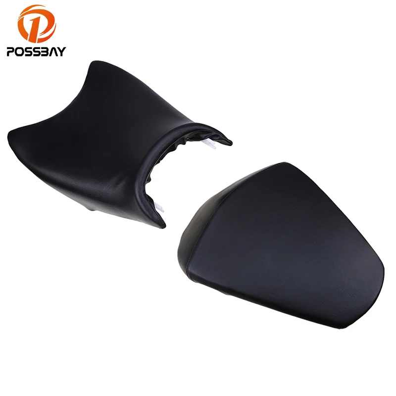 POSSBAY Black Leather Motorcycle Seat Cover Dirt Bike Scooter Seat Pad