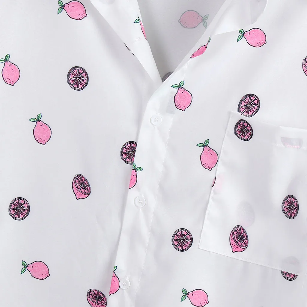 Мужская осенне-зимняя Повседневная блуза с отложным воротником и принтом на пуговицах с коротким рукавом Гавайская летняя с цветочным принтом пляжные рубашки