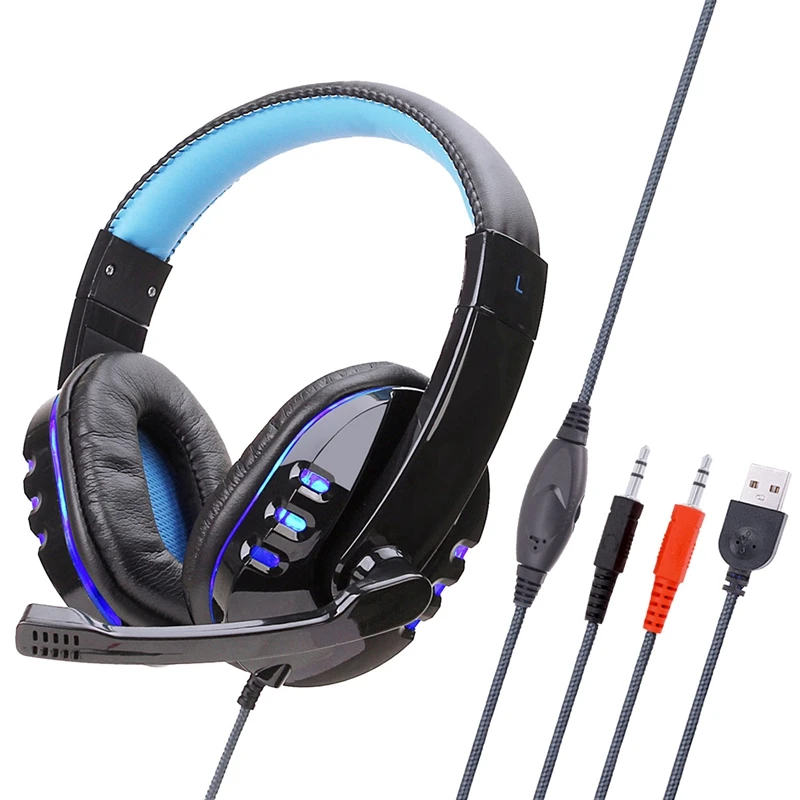 Проводные наушники светодиодный светильник гарнитура игровые SY733 для компьютера