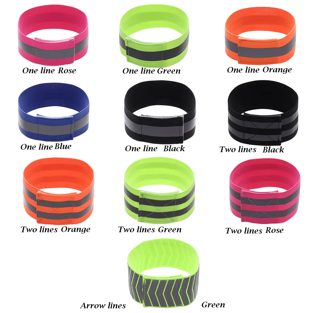 1Pc Cycling Reflective Strips Warning Armband Wristband Bicycle Bind Strap Pants Hand Leg Sport Tape Bike Safety Alert |