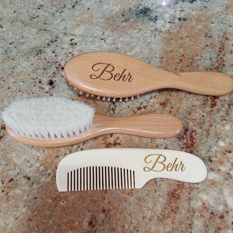 Personalized Baby Wooden Brush Newborn Head Massager Portable Baby Comb Hair Bath Brush Comb Gift, baby shower