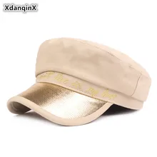 XdanqinX New Couple Hat Elegant Women's Trendy Fashion Letter Caps Army Military Hats Men's Flat Cap Student's Snapback Cap