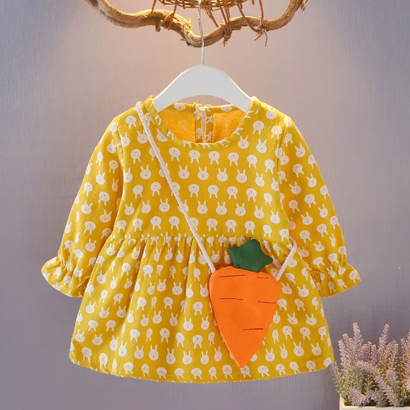 

6Baby Girl Dress 0-4T New Autumn Pageant Long Sleeve Dress Rabbit Print Design Tutu Princess Lovely Toddler Girl Outfits