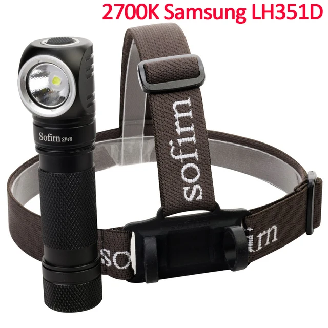 Sofirn SP40 LED Headlamp Cree XPL 1200lm 18650 USB Rechargeable Headlight 18350 Flashlight with Power Indicator Magnet Tail LH351D-2700K