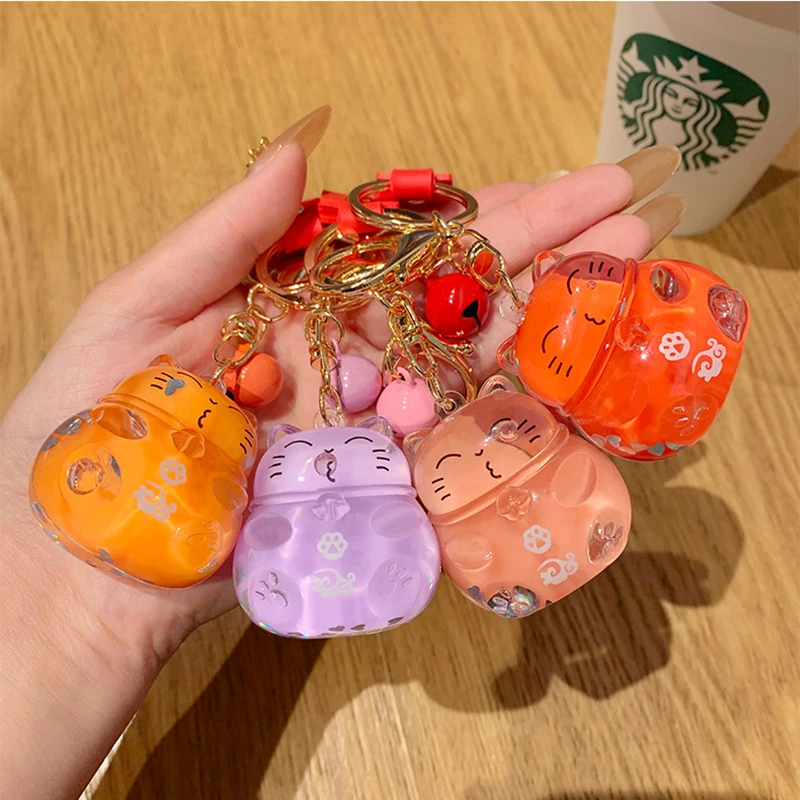Брелок для ключей Lucky Cat прозрачный женский милая акриловая кукла плавающая