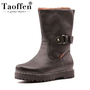 

TAOFFEN Size 30-43 Casual 2020 Daily Woman Winter Warm Ankle Boots Thick Bottom Comfortable Snow Boots Buckle Simple Shoes Woman