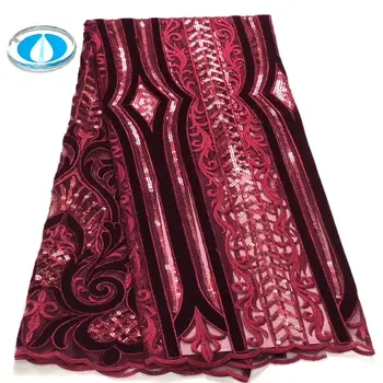

Hot Sale African tulle Velvet Lace Fabric High Quality African Lace Fabric with Sequins French Lace Fabric for Wedding party