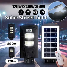 Smuxi 360 W/240 W/120 W светодиодный Черный IP65 Солнечный уличный светильник, постоянно водонепроницаемый индукционный солнечный датчик, пульт дистанционного управления