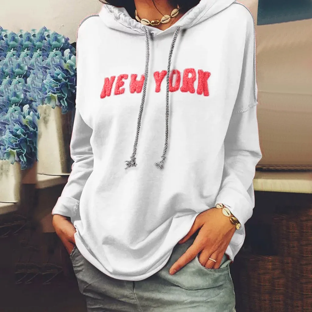 Hoodies Women Autumn 2019 Letter Long Sleeve Hooded Harajuku Streetwear Hoodie Hoodies And Sweatshirts Women Pullovers Clothes