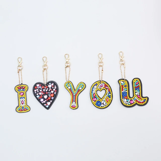 High Quality I Love You Diamond Painting Ornaments Pendants Key