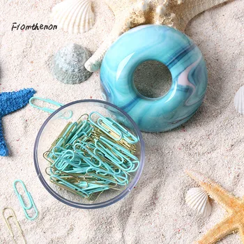 

Light Blue Series Apple Shape Paper Clips Metal Klips Bookmark Office Accessories Business Gift Stationery School Supplies