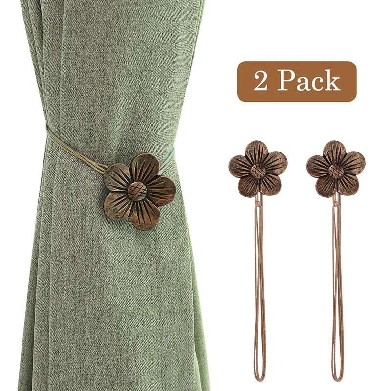 

2Pack Vintage Flower Magnetic Curtain Tieback Resin Flower Curtain Drapery Holdback Balcony Curtain Decorative Buckle Holder