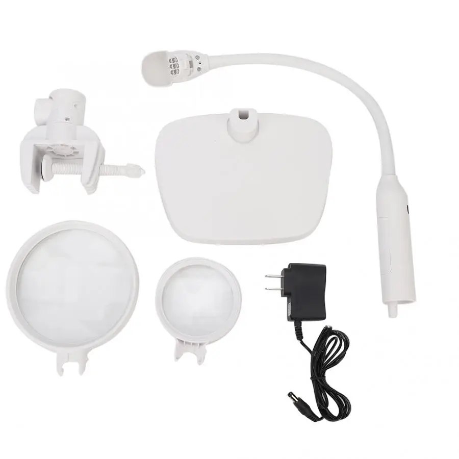 US Plug Карманное зеркало мульти-функциональные Настольный светодиодный подсветка Лупа Clip-On увеличительное Стекло для просмотра для чтения(110-240 V - Цвет: US Plug