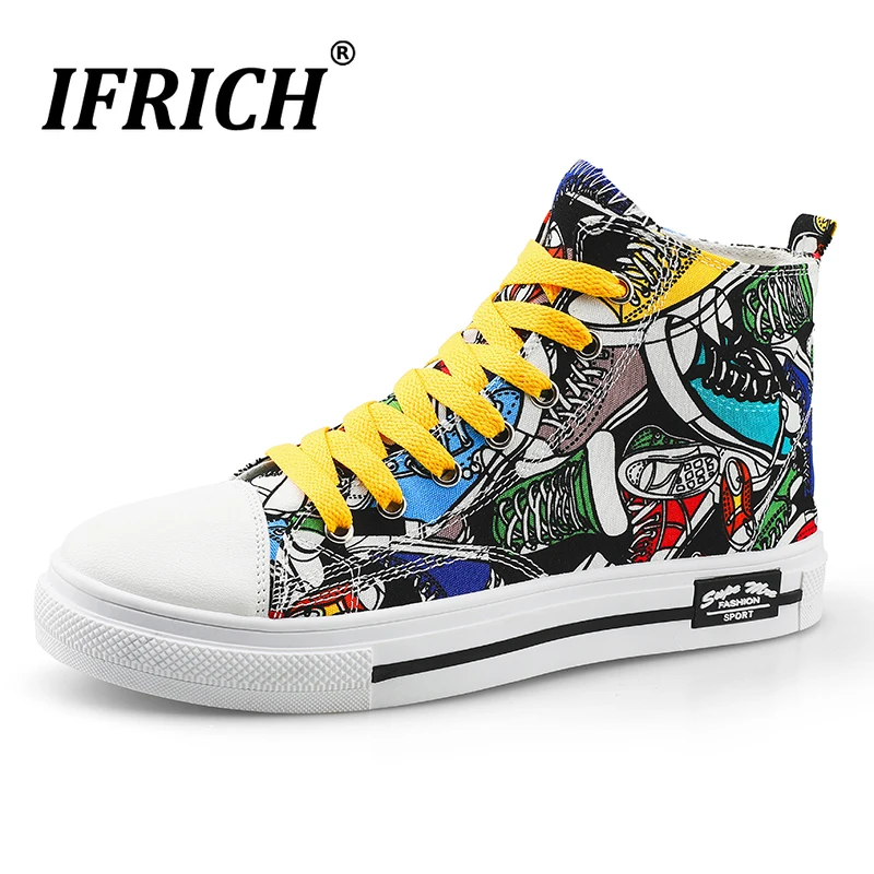 

New Luxury Casual Sneakers For Men Autumn High Top Canvas Men Shoes Size 38-44 Fashion Men Flat Sneakers Popular Boy Ankle Boots