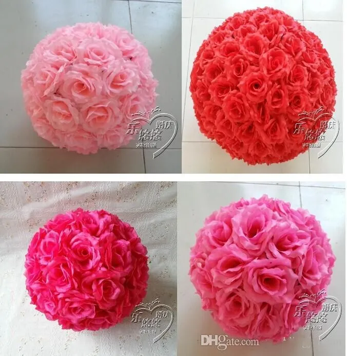 16 Color 12"/30 CM Artificial Rose Silk Flower Kissing Balls White Flowers For Christmas Ornaments Wedding Party Decoration