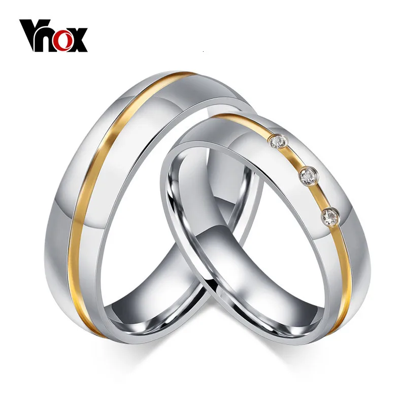 Vnox Свадебные Кольца для Для женщин/Для мужчин 316L Нержавеющая сталь украшения для 1 шт