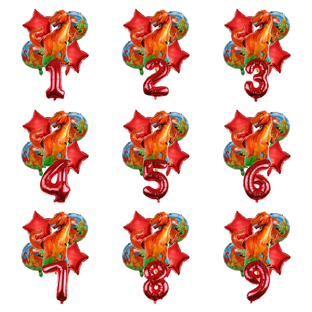

6pcs/set Birthday Balloons Dinosaur Theme Decorations Number Foil Balloon Animal Globos Dinosaure Ballon Boy Anniversiare