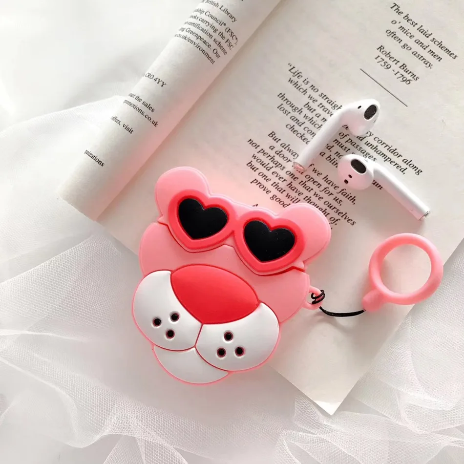 3D Пингвин чехол для наушников для Airpods чехол силиконовый розовый чехол для Apple Air pods 2 Чехол для наушников Earpods кольцо ремешок брелок - Цвет: 476