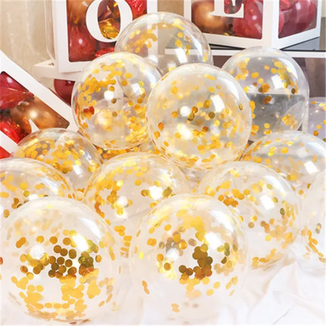 Gold 10 шт./лот, 12 дюймов, прозрачные воздушные шары, розовое золото, конфетти из фольги, прозрачные воздушные шары с днем рождения, детский душ, украшение для свадебной вечеринки - Цвет: Gold