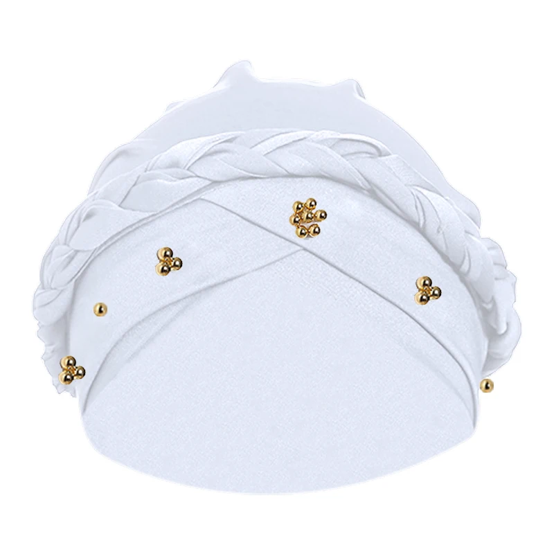 Женская мода Повседневный тюрбан витая бисером коса платок шапка волосы покрытая упаковка шляпа