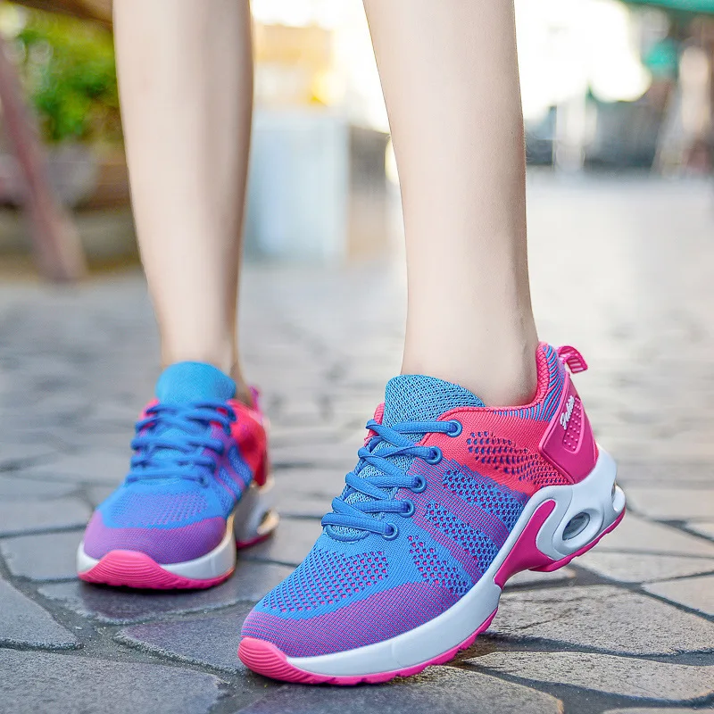 

Autumn New Style Korean-style Athletic Shoes Versatile Casual Travel Shoes Women's Fly Woven Punched Sheet Shoes Learn Thick Bot