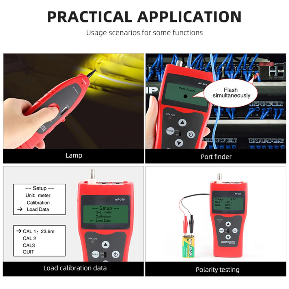 Medida de Rede Comprimento do Cabo Teste Continuidade Fio Rastreador Rj45 Rj11 Ethernet Tester Nf-308 Lan 3 NF-308 medida de rede lan cabo comprimento