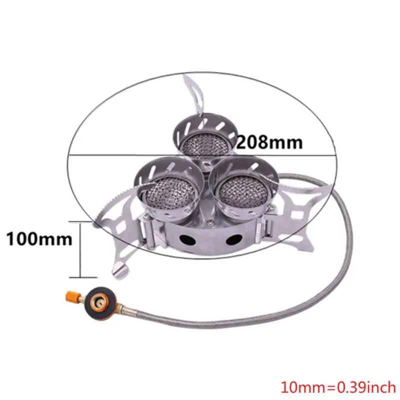  11000W Gas Burner High Power Camping Stove Windproof Three Core Head Gas Stove Camping Oven Outdoor