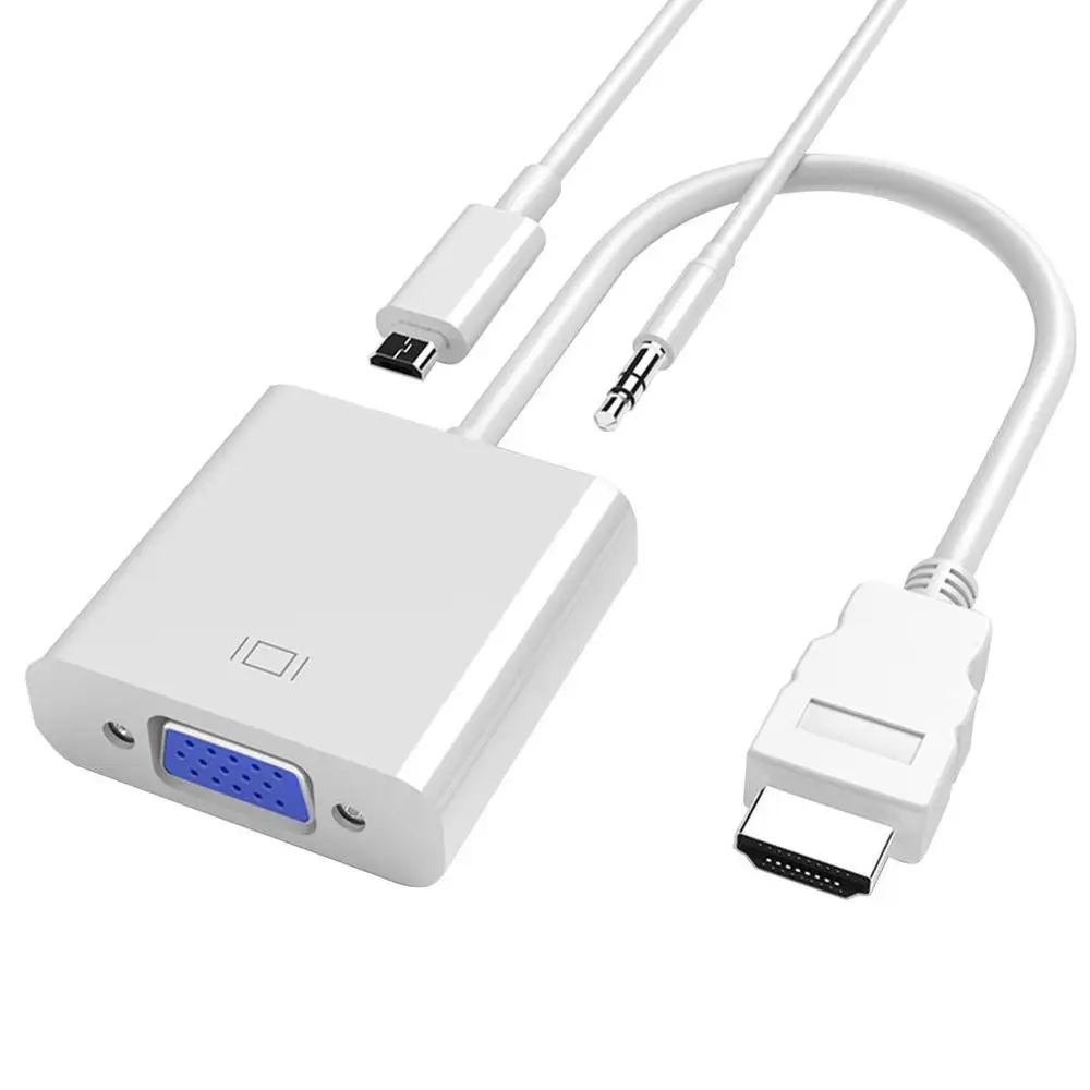 HDMI в VGA адаптер питание от аудио папа к Famale конвертер адаптер 1080P цифро-аналоговый видео аудио для ПК ноутбук планшет - Цвет: white