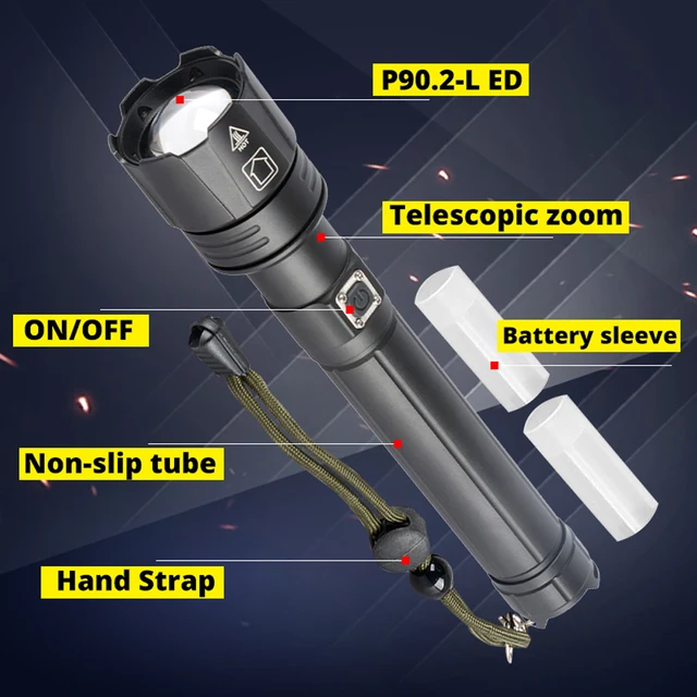 2020 Latest Powerful Xlamp XHP90.2 LED Flashlight Zoom Torch XHP70 USB Rechargeable Waterproof Lamp use 18650 26650 for Camping 2