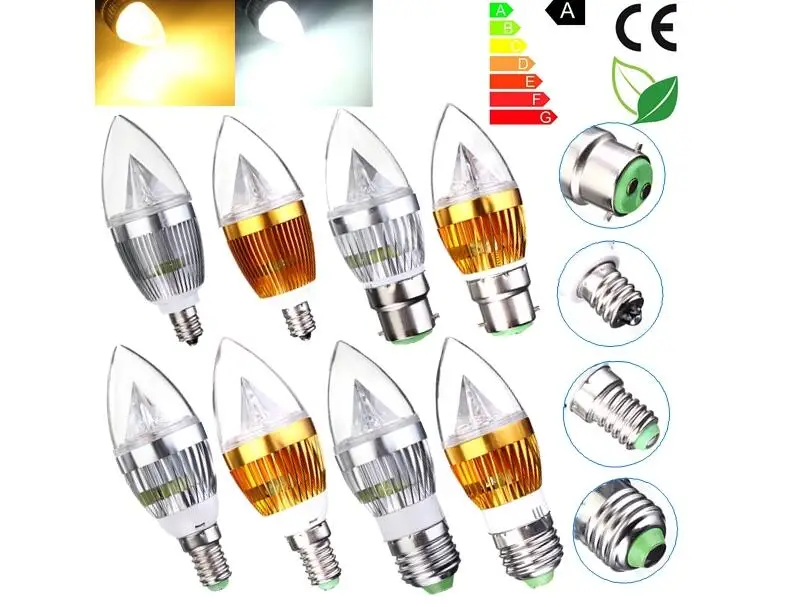 Dimmable 3W 4W 5W E14 E27 высокомощный Светодиодный прожектор для свечей лампы для люстры светодиодный светильник