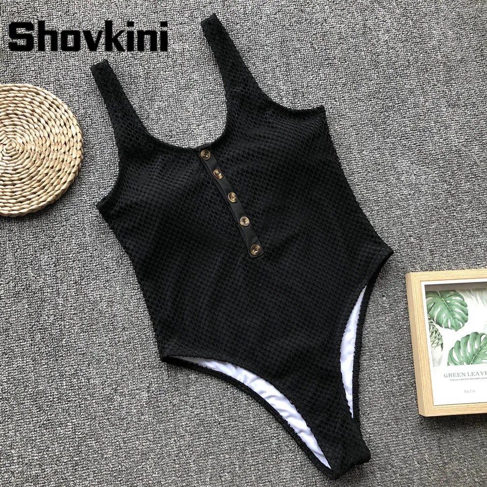 

2019 Sexy One Piece Swimsuit Push Up Swimwear Women Button Monokini Adjustable Shoulder Swimsuit Bodysuit Bathing Suit Swim Wear