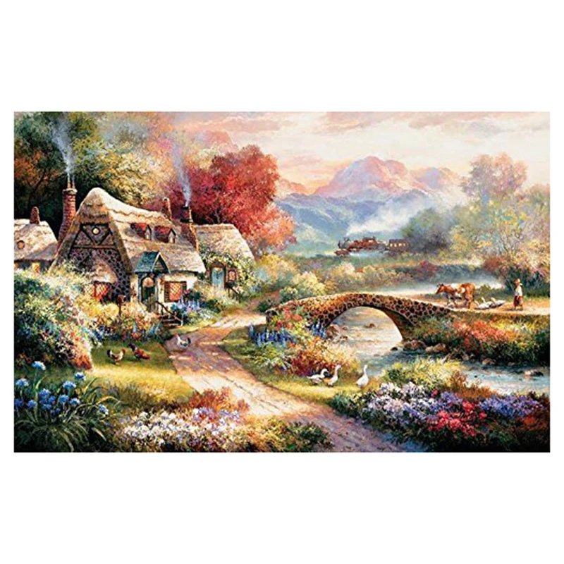 Пейзаж 5D Diy алмазная живопись дома мосты Алмазная вышивка полностью квадратная
