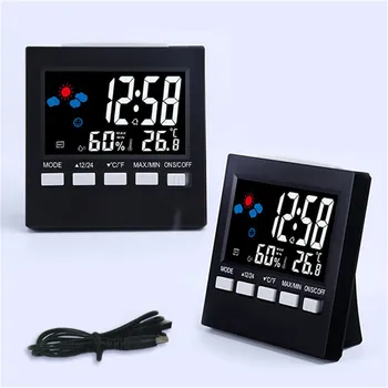 

Voice Control LCD Screen Thermometer Clocks Indoor Humidity Monitor Electronic Digital Display Temperature Alarm Clock Calendar
