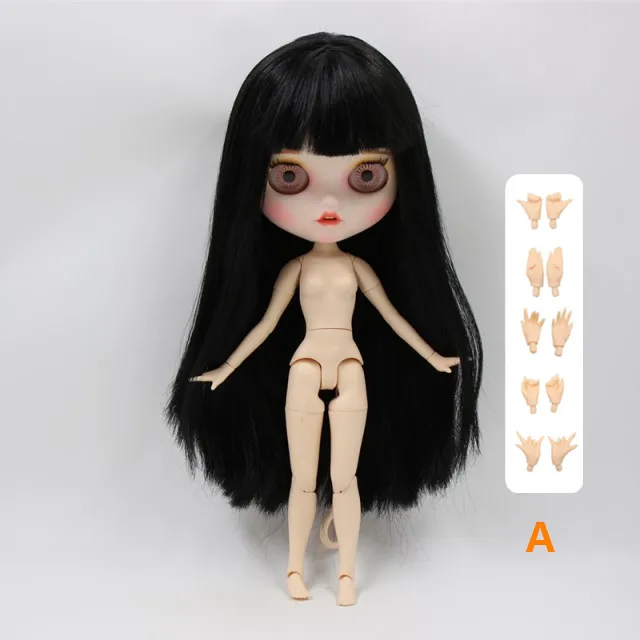 BL230/117 Blyth кукла 1/6 bjd белая кожа 19 суставов тела длинные прямые черные волосы и открытый маленький рот Макияж Лицо 30 см девушка - Цвет: DOLL AND HAND A