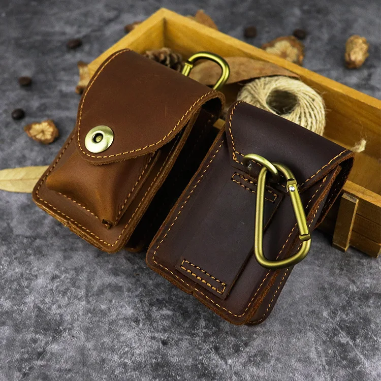 

Ma qi Meal Full-grain Leather Personalized & Creative Lighter Pocket Simple Carry-on Cigarette Case Magnetic Snap Convenient Wea