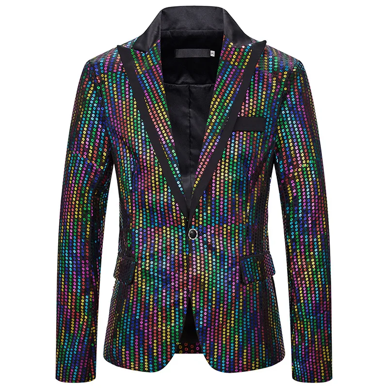 

MEN'S Business Suit Sequin Performance Formal Dress Suit Nightclub Men'S Wear Host Master of Ceremonies Studio Coat Suit X76