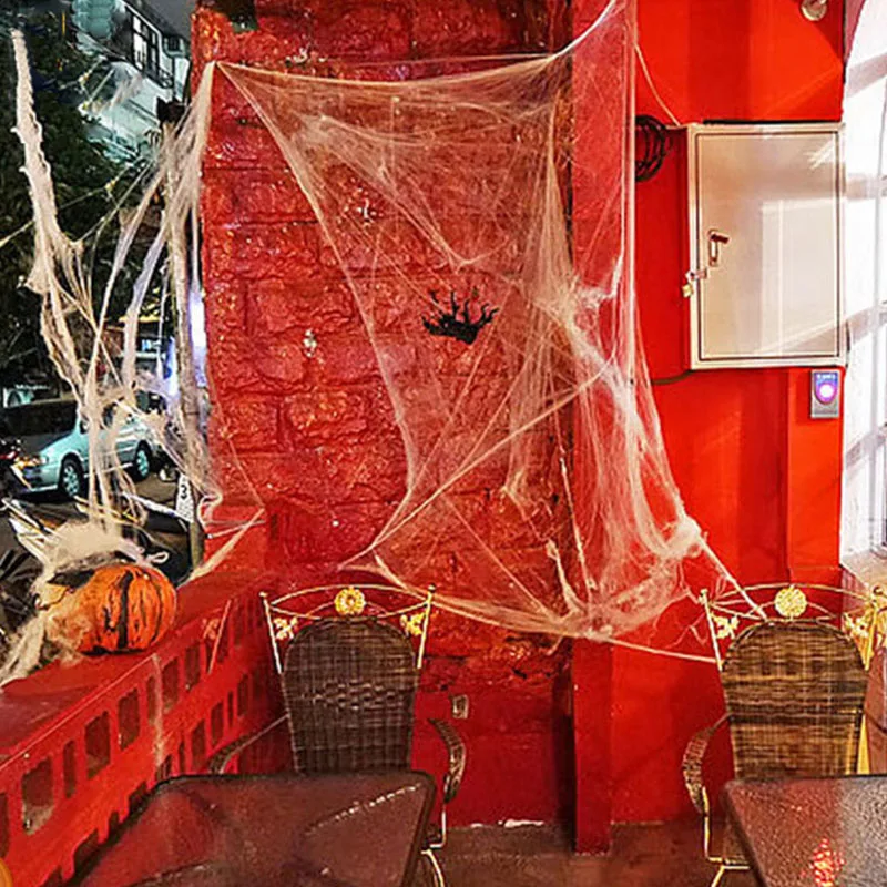 

Halloween Scary Spider Web Party Scene Props White Stretchy Cobweb Horror Halloween Decoration For Bar Haunted House supplies