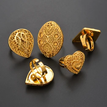 

Anniyo Resizable Big Ring Women Girls African Party Jewelry Ethiopian Gold Color Wedding Hyperbole Bigger Ring Openable #215406