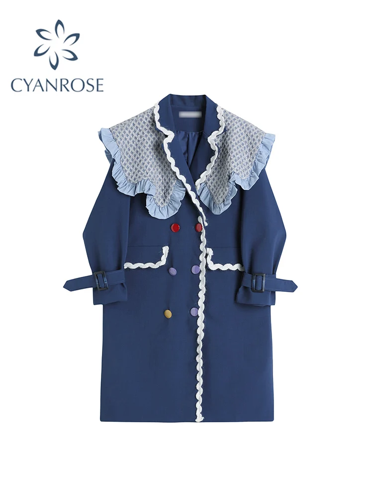 Женский двубортный Тренч во французском стиле свободная винтажная ветровка с