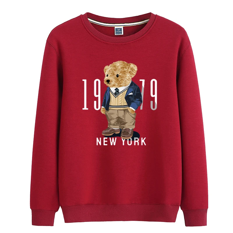 Creative Fashion Gentleman Teddy Bear Sweatshirt Autumn/Winter Thickening Plus-size Men and Women Hoodies Lovers Hoodie S-4XL