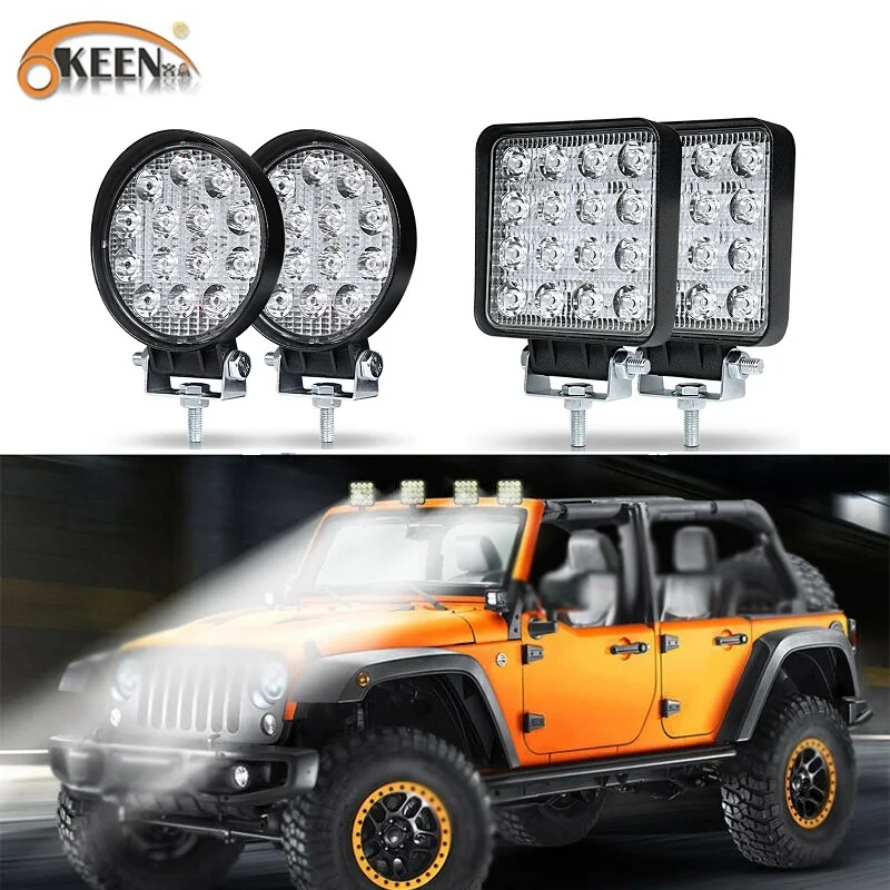 

OKEEN 2pcs Car LED Light Bar 42W 48W LED Work Light High Power Spotlight For 4x4 Offroad ATV UTV Truck Tractor Motorcycle lights